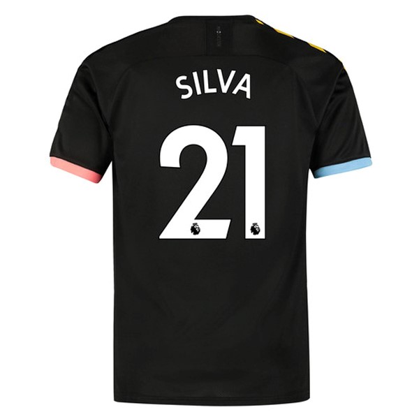 Camiseta Manchester City NO.21 Silva 2ª 2019-2020 Negro